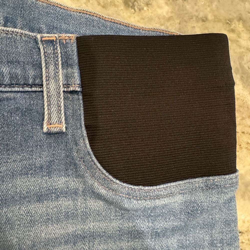 PAIGE Blue Straight Leg Jeans with Black Waistband - Picture 4 of 5